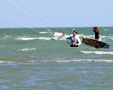 Kite surfing at Corpus Christi. 