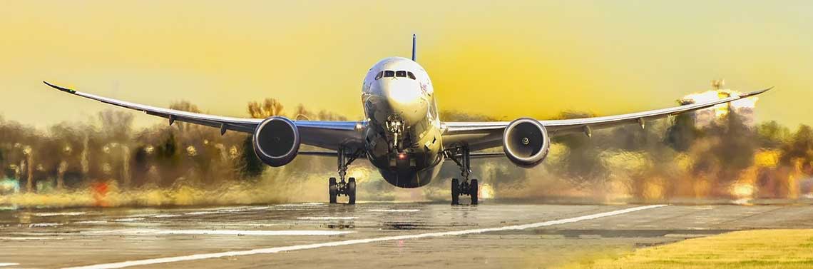 Airplane landing at airport