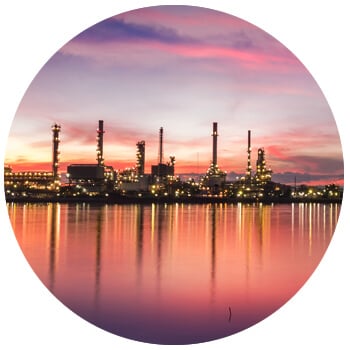 Refinery at twilight in Saudi Arabia