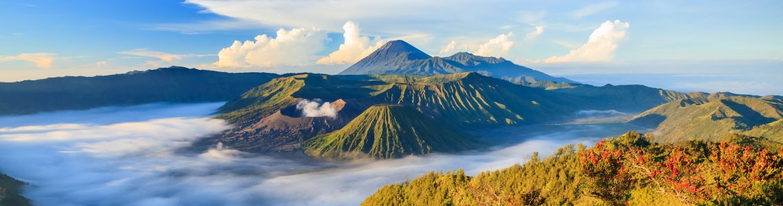 Mountains above clouds in Java Indonesia