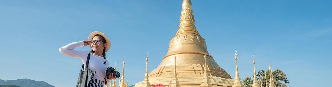 Female tourist in Myanmar