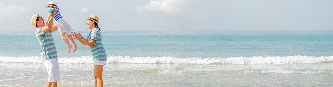 Family enjoying the beach