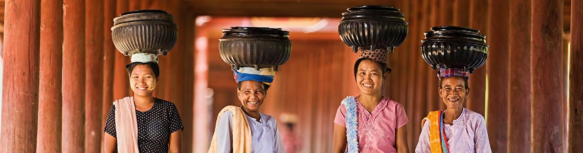 Myanmar women in traditional clothing
