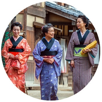 Ladies walking in Japan in traditional dress