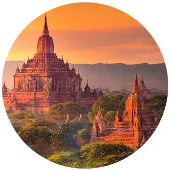 Temple at Sunset in Myanmar