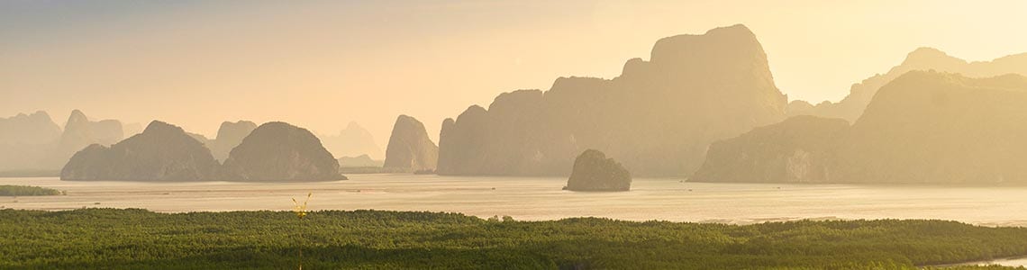 Phang-Nga bay at sunset