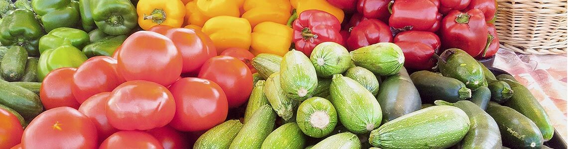 Fruits and Vegetables in a Farmers Market