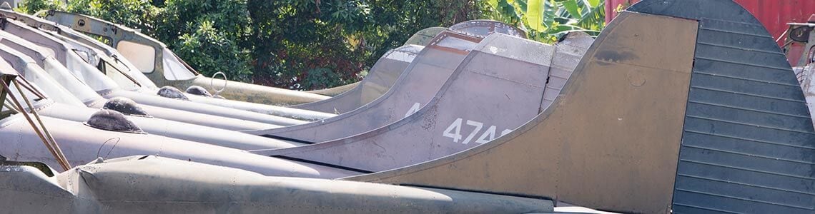 Airplane tails lined up.