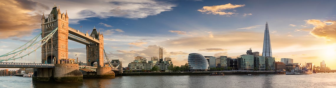 The Tower Bridge to London Bridge during sunset