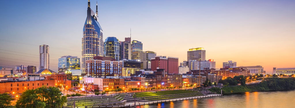 Skyline view of Downtown Nashville TN