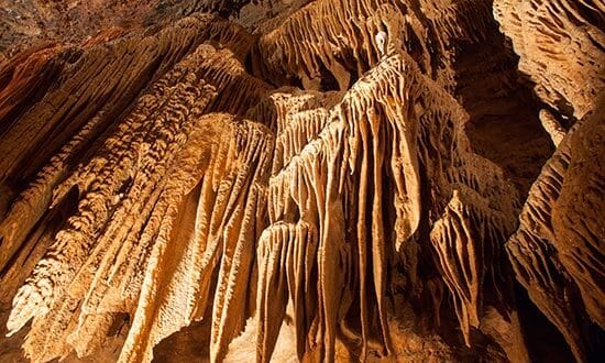 Cave formations in Blanchard Springs Caverns in Arkansas