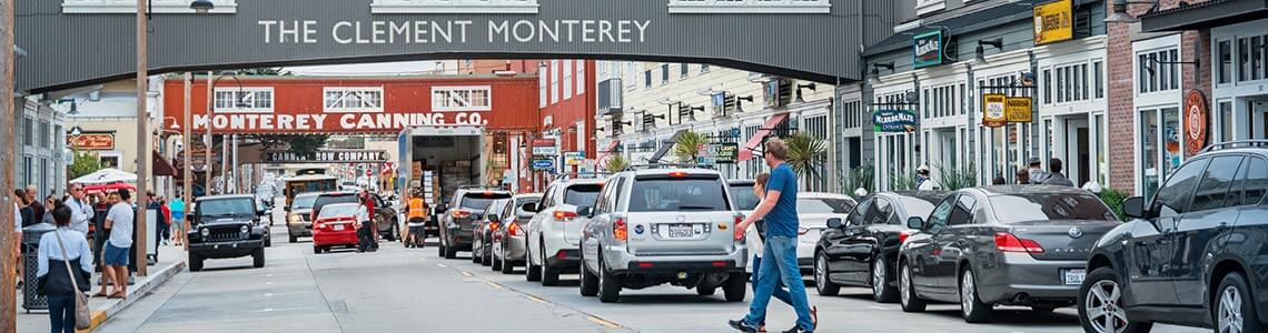 People shopping at Cannery Row in CA