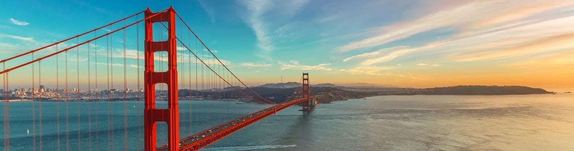 Golden Gate Bridge sunset in San Francisco, CA