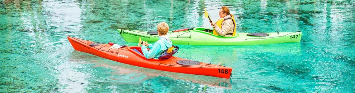 Women Kayaking at Spring in Crystal River FL
