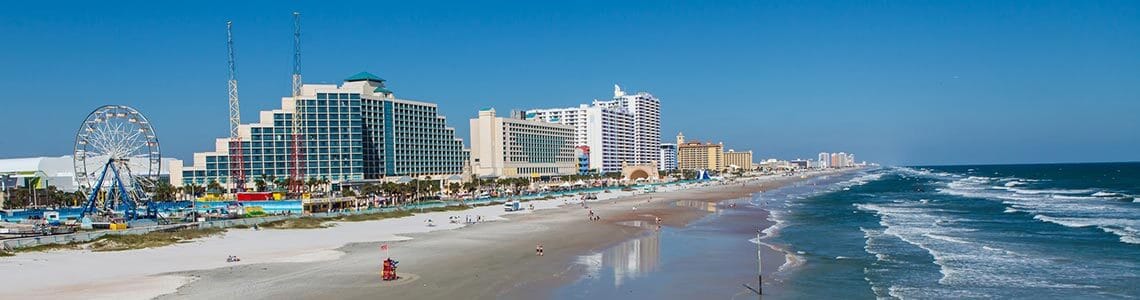 Seashore and hotels in Daytona Beach, Florida