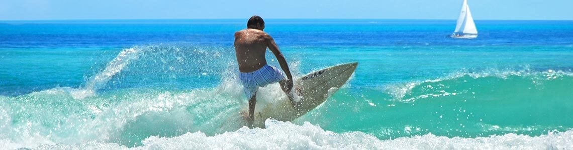 Surfer catching a wave on the Florida coast