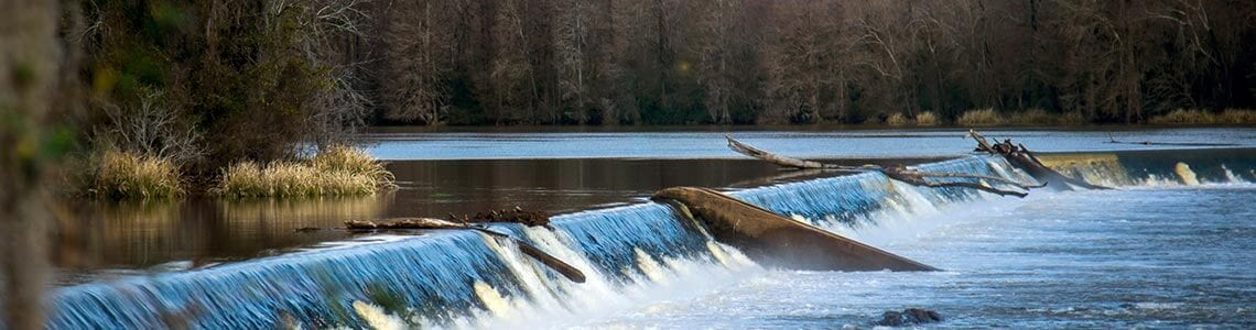 water flowing near the Augusta Canal in Georgia