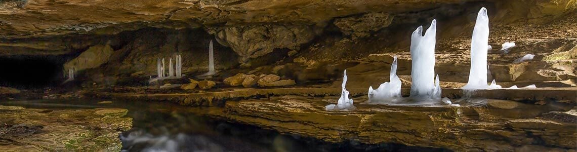 Ice Formations in Indiana Cavern