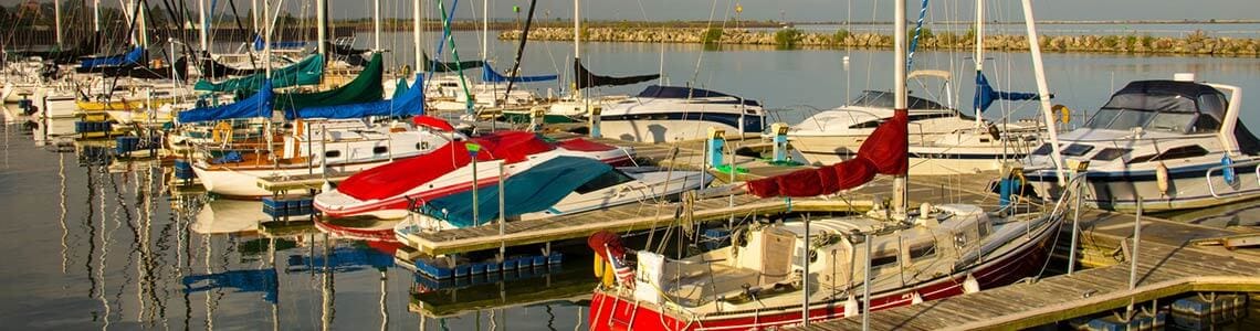 Harbor view of boats on Lake Erie in Ohio