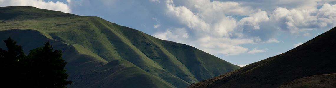 Green slopes of Joseph Canyon in Oregon