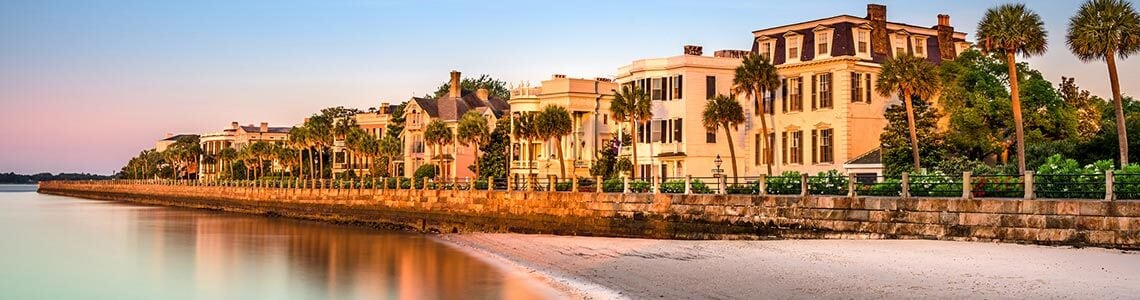 Historic homes on the Charleston coast in SC