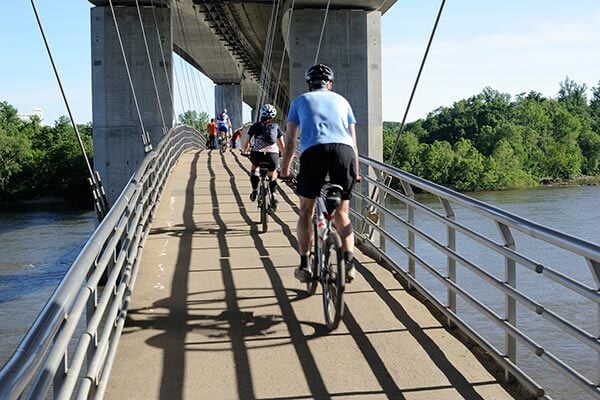 Biking on Bridge over James River in Richmond