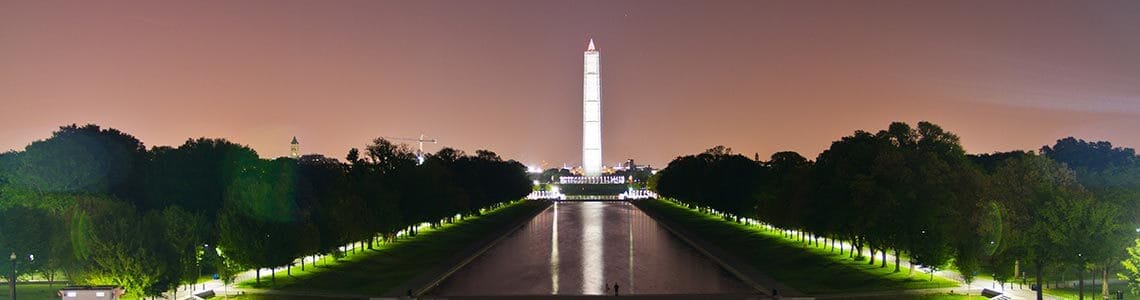 Washington Monument at night in DC