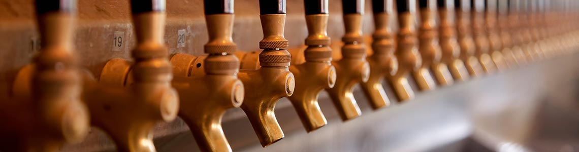 Beer taps at a brewery in Wisconsin