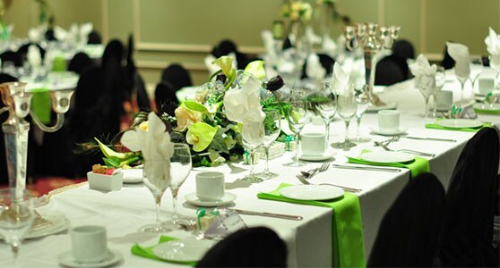 Table set for a meeting or special event